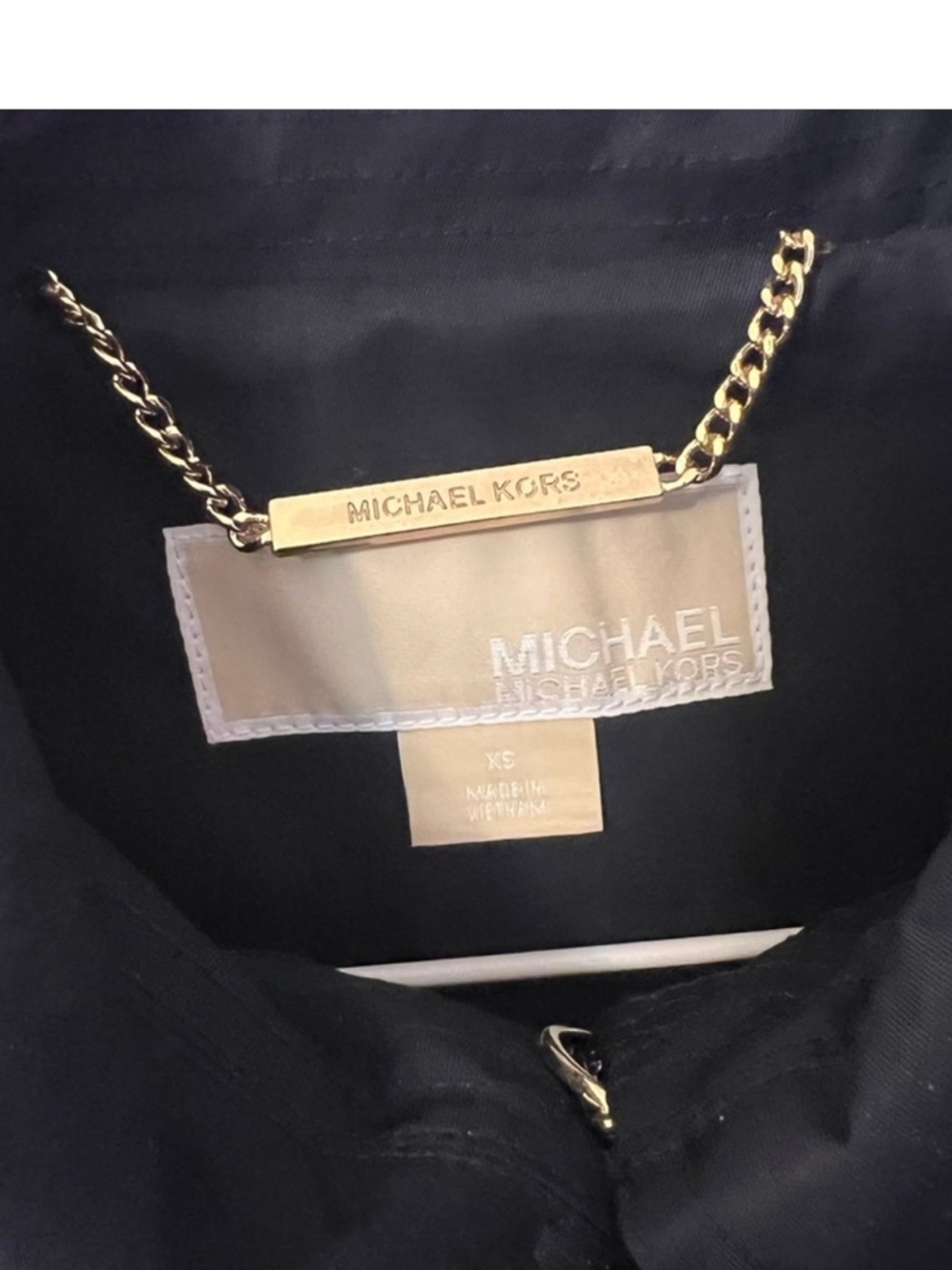 Micheal Kors Navy Double-Breasted Trench Coat with Belt - Picture 3 of 6